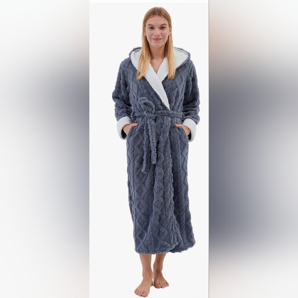 Long Robes with Hood for Women,Plush Fleece Hooded Robes for Women Winter XL